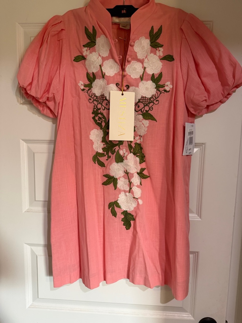 Womens Pink Embroidered Mini Dress - Picture 2 of 6
